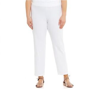 Eileen Fisher Plus Size Washable Stretch Crepe Slim Leg Ankle Pants White 3X NEW